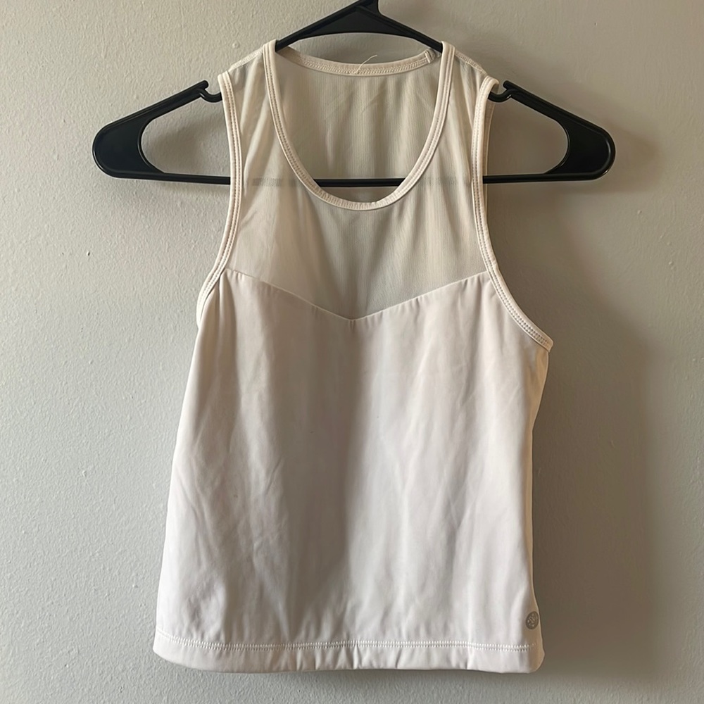 Manduka white mesh yoga top